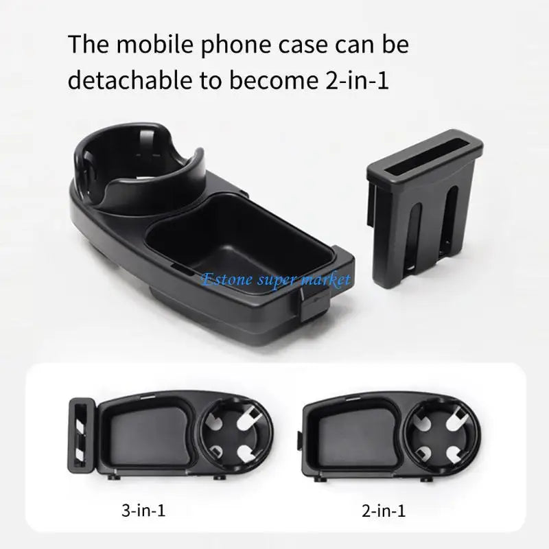 090B 3 in 1 Strollers Milk Bottle Cup Holder for Snacks & Drink Strollers Tray Phone Holder Detachable Tray