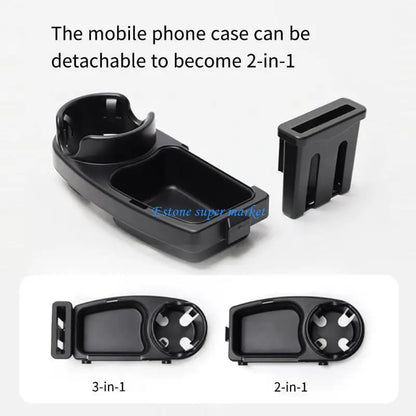 090B 3 in 1 Strollers Milk Bottle Cup Holder for Snacks & Drink Strollers Tray Phone Holder Detachable Tray