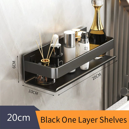 Bathroom Accessories Shelf Organizer Shower Storage Rack Gray Wall Mounted Space Aluminum Toilet Shampoo Holder Shelves 30-50CM