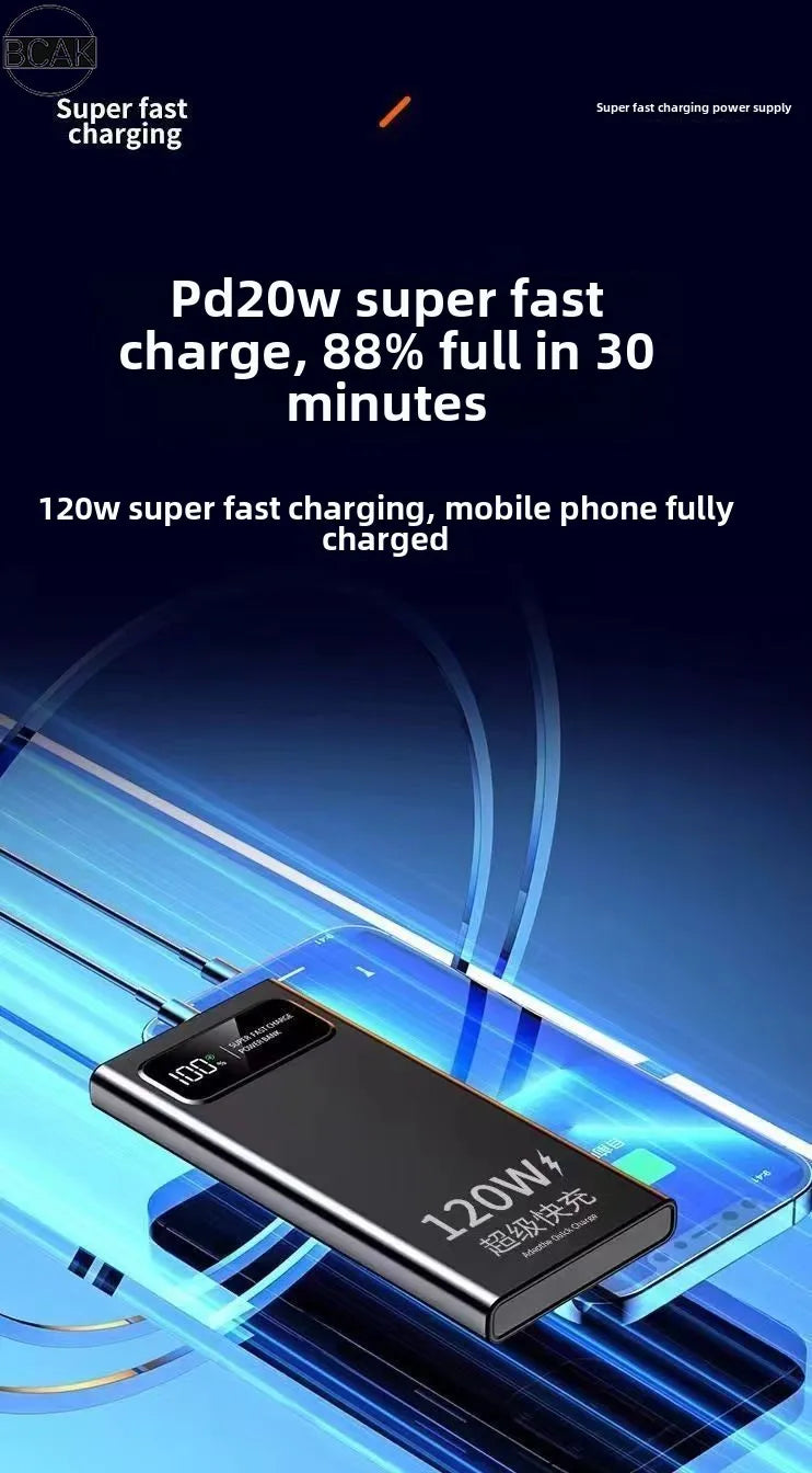 Quality BCAK New 120W Power Bank 20000mAh Super Fast Charging Large Capacity Mobile Power Supply