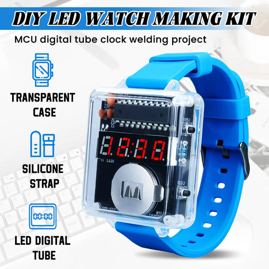 DIY Electronic Watch Kit LED Digital Tube Display Creative Soldering Project Transparent Case 3V DIY Kit Electronic