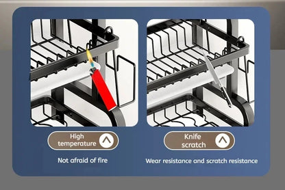 Dish Drying Rack 3-Tier Compact Kitchen Dish Rack Drainboard Set Large Rust-Proof Dish Drainer with Utensil Holder Kitchen Racks