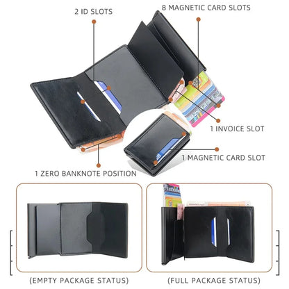 Anti Rfid Blocking Men Card Holder Case Wallets Free Name Customized Small Card Wallets Mini Wallet Qaulity Small Male Purses