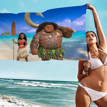 Cute Moana Cartoon Beach Towels Shower Towel Sauna Travel Spa Microfiber Quick Dry Gym Accessories Cute Room Decor