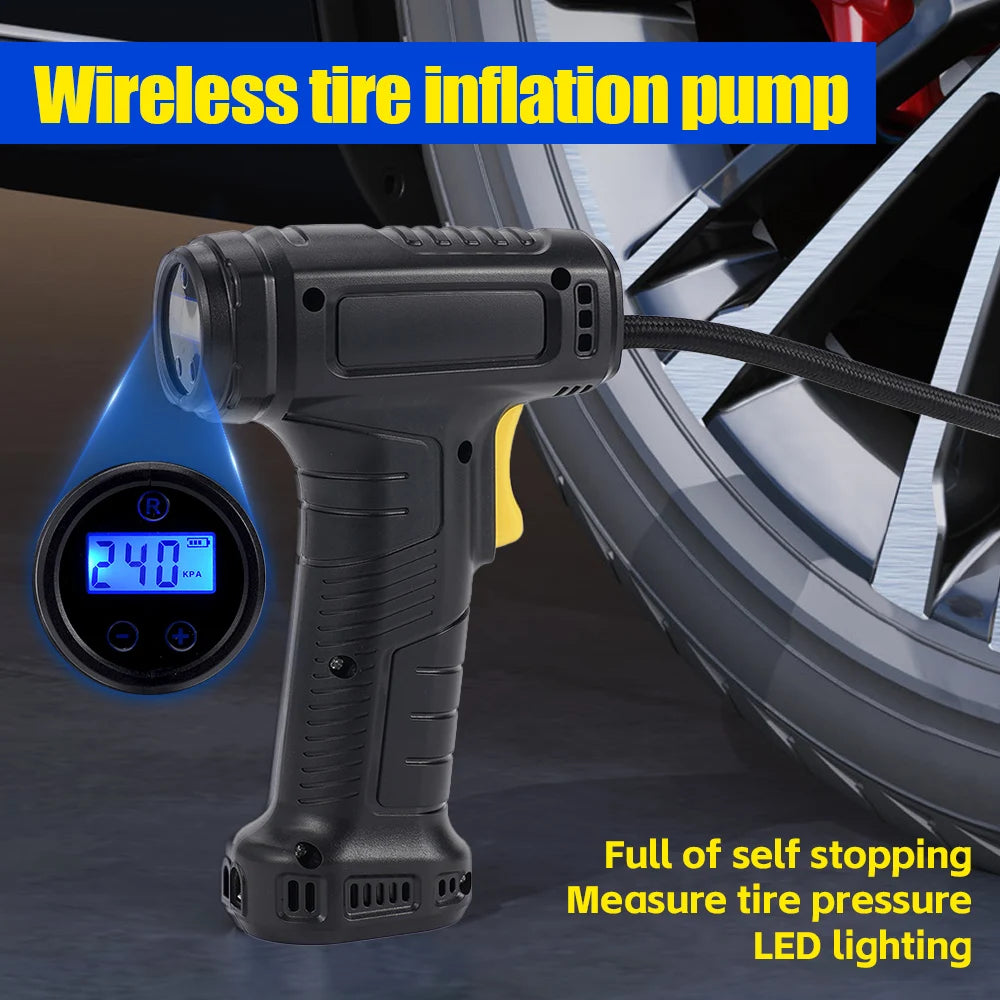 Electric Vehicle Air Pump Household Small Car Portable Tire Air Pump Wireless Charging Handheld Intelligent Digital Display