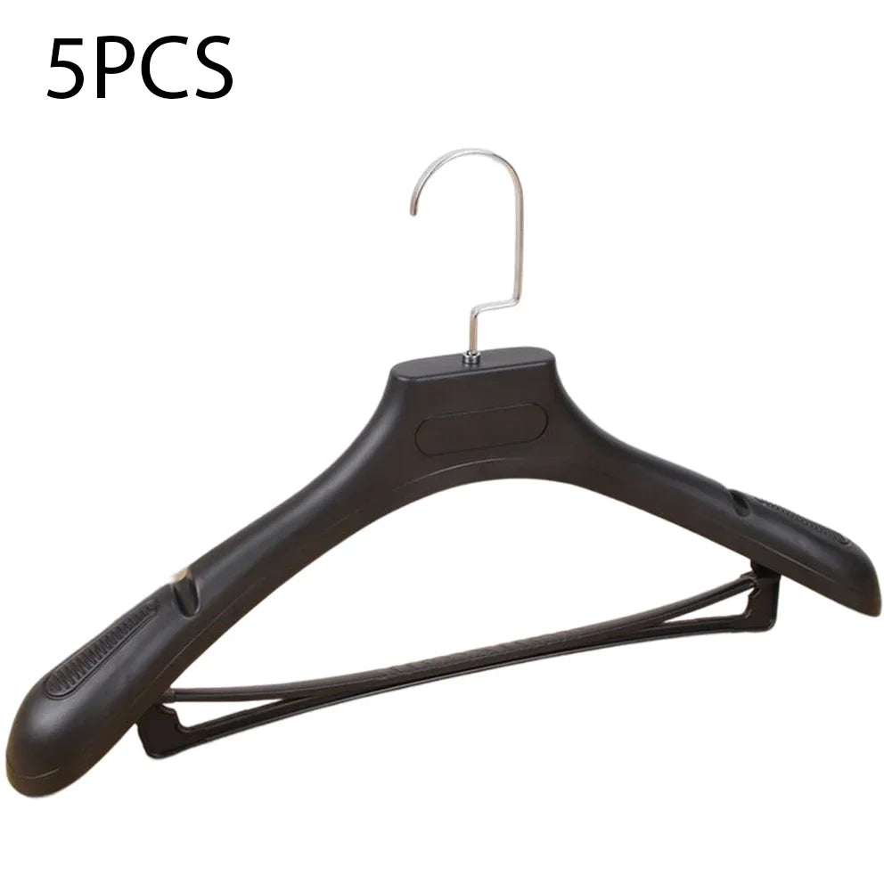 5Pcs Wide Shoulder Plastic Clothing Hanger,Suit Clothes Hanger Seamless Coat Drying Racks ,Wardrobe Room Storage Organizer