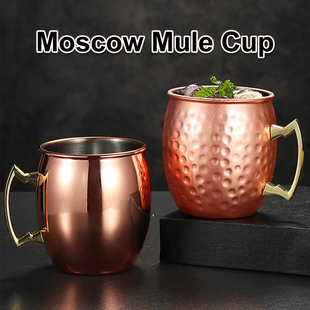500ml Moscow Mule Copper Mugs Vodka Beer Wine Cup Cocktail Mugs Travel Bar Drinkware Tools Creative Metal Mug Bar Drinkware