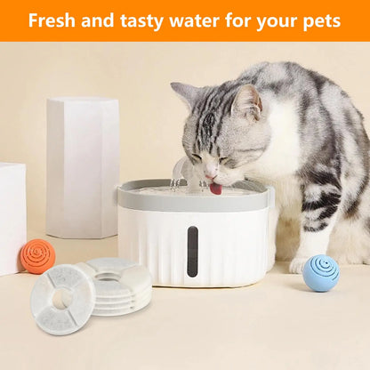 6pk Cat Fountain Filters - Round Activated Carbon & Resin Replacement for Pet Water Dispensers