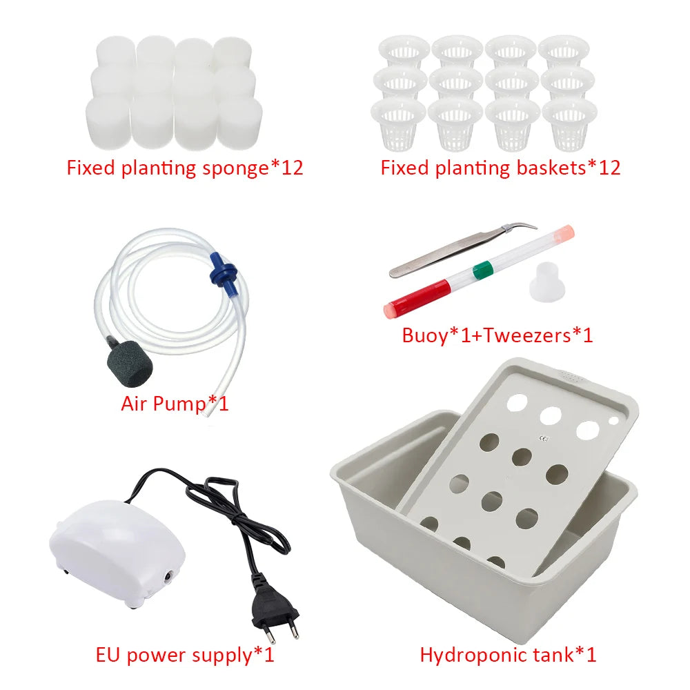 12 Holes Plant Site Hydroponic Garden Pots Planter System Cabinet Box Grow Kit Bubble Nursery Pot Indoor Outdoor Cultivation Box