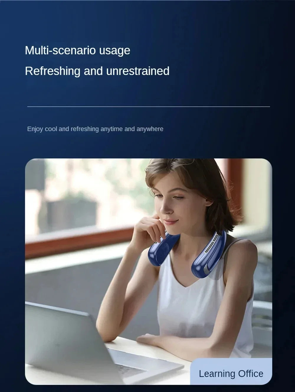 15000mah Portable Neck Fan Smart Digital Display USB Rechargeable Outdoors Bladeless Silent Cooling Neck Fan For Summer Sport