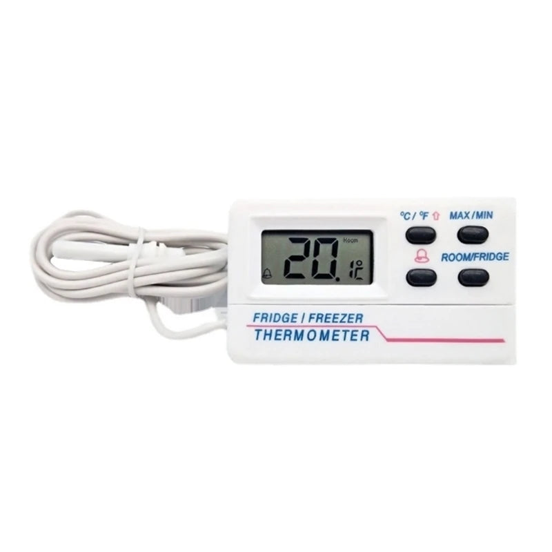 Digital Refrigerator Thermometer Indoor Outdoor Fridge Freezer Thermometer with 2 Sensor and Alarm for Home Restaurant