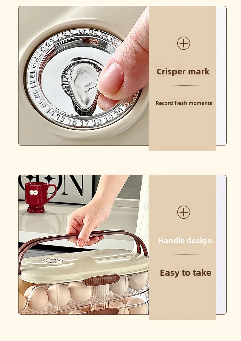 Smart Egg Storage Box - Slide-Out Drawer & Gravity Roller Design with Hidden Handle, Stackable Fridge Organizer for Side Door