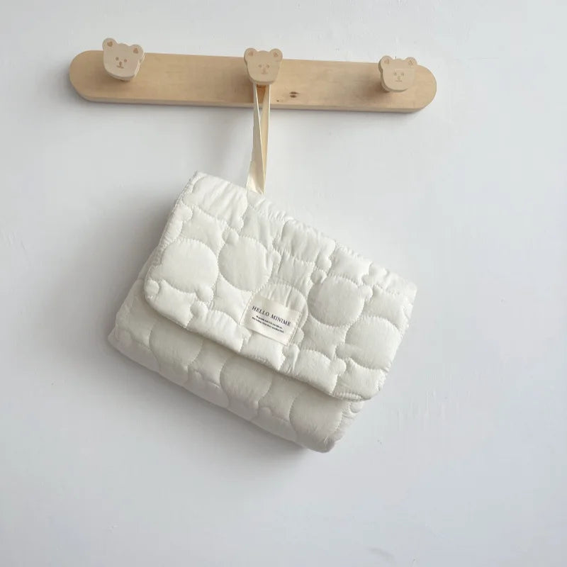 Portable Infant Baby Changing Pad Beige Color Cartoon Bear Newborn Dipaer Changing Pad Cover Outdoor Fold Baby Changing Mat