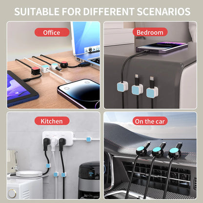 Magnetic Cord Organizer Cable Smooth Adjustable Easy Secure Cable Management Wire Holder Keeper Organizer 4Pcs