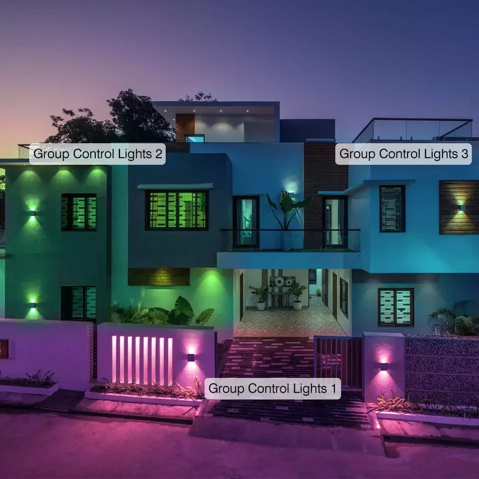 Smart Outdoor Lights Color Changing RGB+ 2700K-6500K Square Aluminum Waterproof Rustproof App Control Up and Down Lights