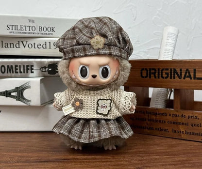 Cute Labubu Doll Costume 17 Cm Labubu Clothes Rubber-Coated Figurines Overalls Baby Dresses Summer Labubu Outfits Holiday Gift