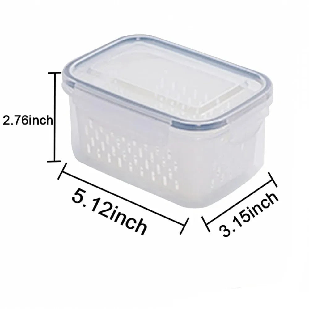 Fridge Food Storage Container Set with Lids with Strainer,Plastic Fresh Produce Saver Vegetable Fruit Meat Organizer