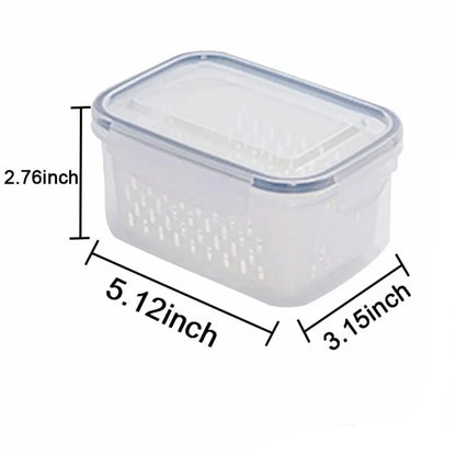 Fridge Food Storage Container Set with Lids with Strainer,Plastic Fresh Produce Saver Vegetable Fruit Meat Organizer