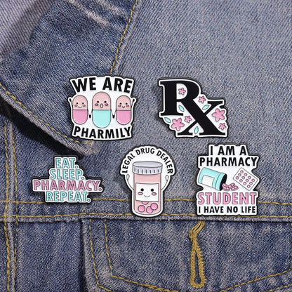 I Am Pharmacy Student Have No Life Enamel Pin Eat Sleep Pharmacy Repeat Brooch Cartoon Pills Lapel Badge Gift for Medical Friend