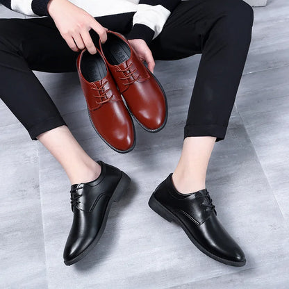 Men's Shoes Black Leather Men's Formal Shoes Oxford Wedding Party Office Business Shoes Plus Size Fashionable and Comfortable