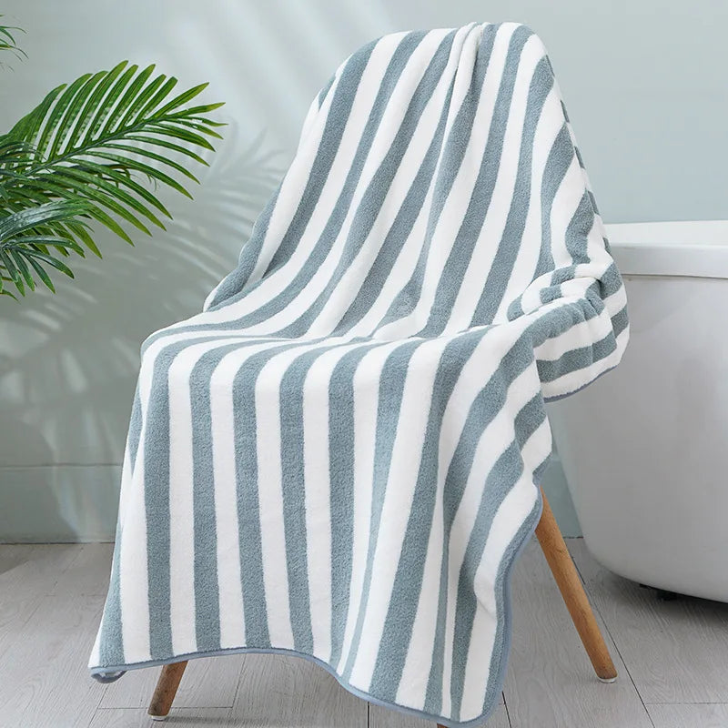 Thick towel Absorbent Facial Towel Striped Coral Velvet Bath Towel Quick Drying Beach Towel Household motion bath bath towel