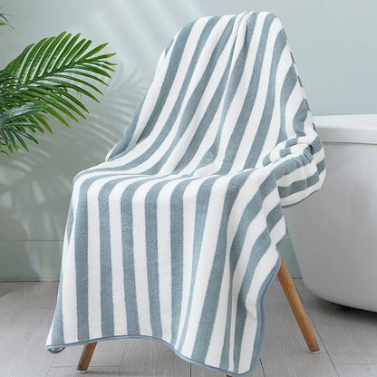 Thick towel Absorbent Facial Towel Striped Coral Velvet Bath Towel Quick Drying Beach Towel Household motion bath bath towel
