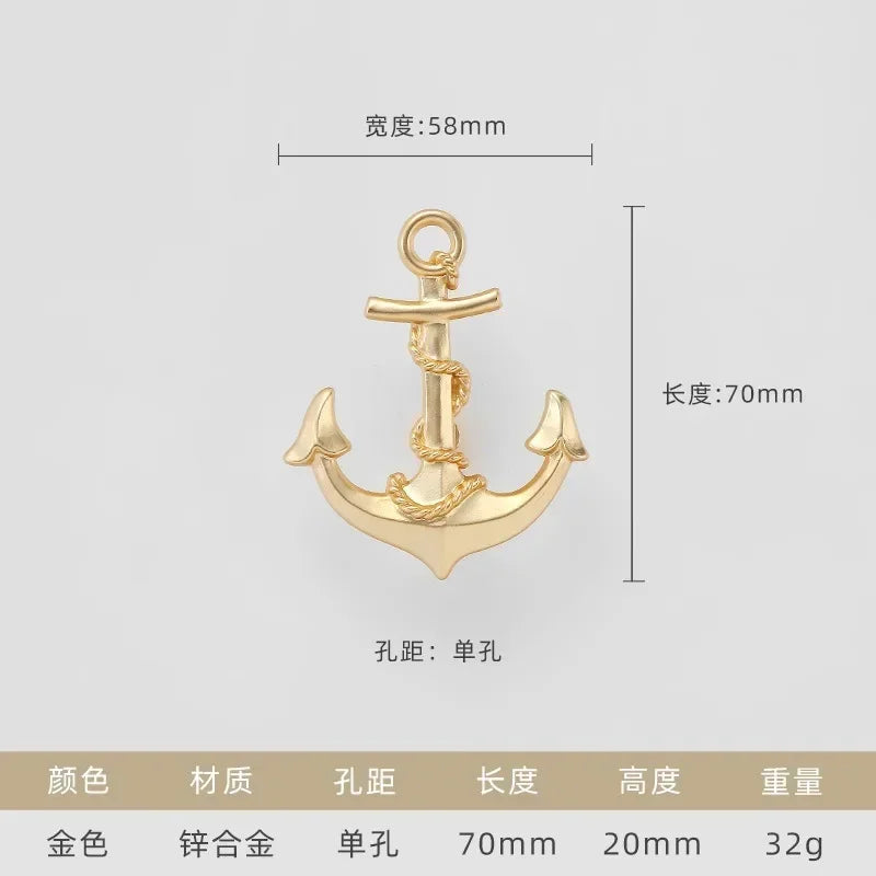 Vintage Anchor Ship Wheel Cabinet Handle - Antique Brass Single Hole Pull for Wardrobe/Cabinet, Nautical Drawer Hardware