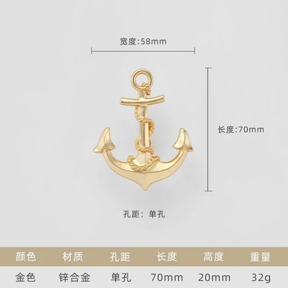 Vintage Anchor Ship Wheel Cabinet Handle - Antique Brass Single Hole Pull for Wardrobe/Cabinet, Nautical Drawer Hardware