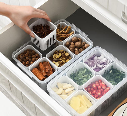 Refrigerator Food Drain Fresh-keeping Box Ginger Garlic Onion Pepper Storage Box Fruit Vegetable Drain Basket Kitchen Organizer