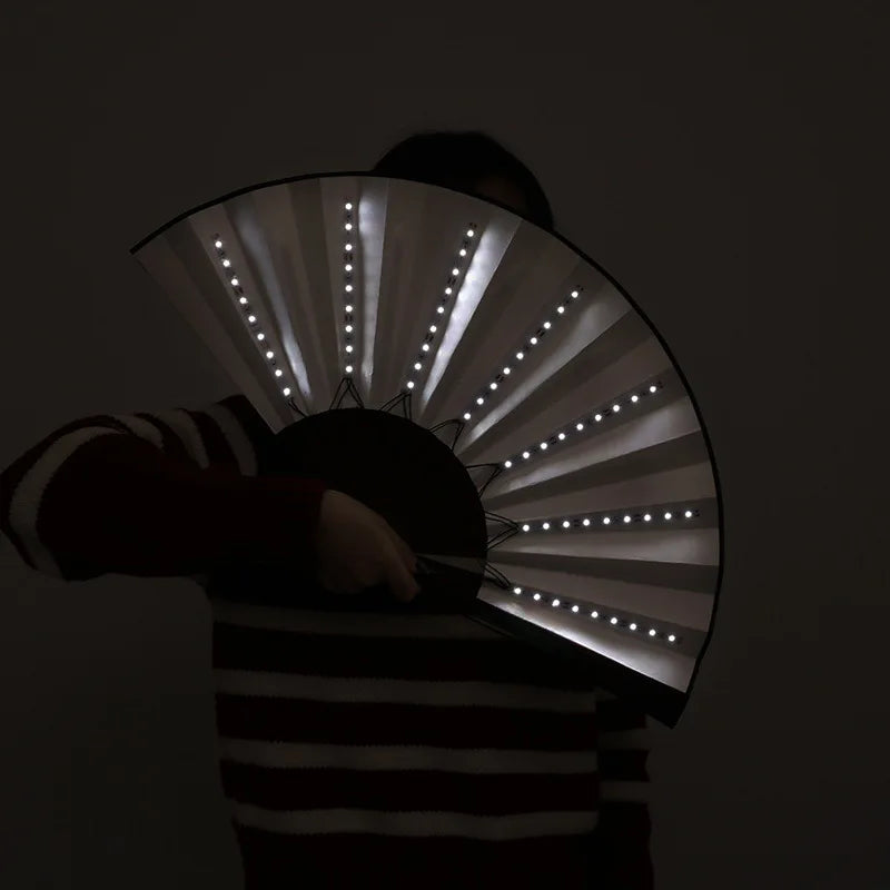 Bar FaninsGlowing Disco Fan Trendy Electronic Music Festival Party Performance Prop Flashing Folding Fan