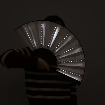 Bar FaninsGlowing Disco Fan Trendy Electronic Music Festival Party Performance Prop Flashing Folding Fan