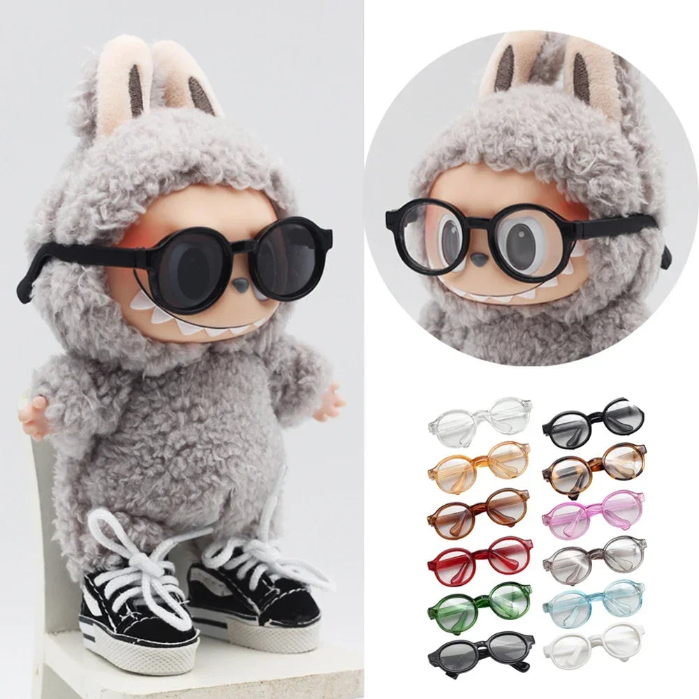 Labubu 6.5cm Transparent Plastic Glasses for 1/8 1/6 1/3 1/4 BJD for Labubu MSD SD Plush for EXO Doll Sunglasses