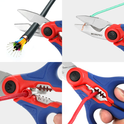 WORKPRO Electrician Scissors Wire Stripper Hand Tool Wire Stripper Wire Cable Cutter Plumbing Electrical Cable Stripper Wire