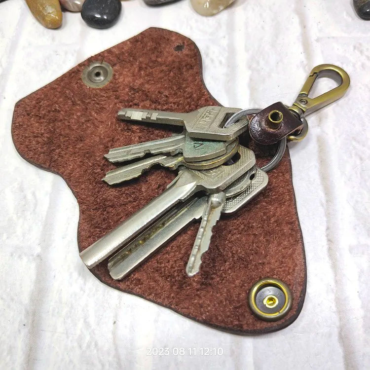 blongk Car Key Case on Waist Small Key Pouch Genuine Leather Key Organizer Key Bag Mini Car Key Holder Men Women 1608