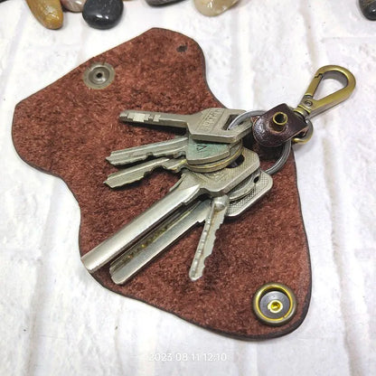 blongk Car Key Case on Waist Small Key Pouch Genuine Leather Key Organizer Key Bag Mini Car Key Holder Men Women 1608