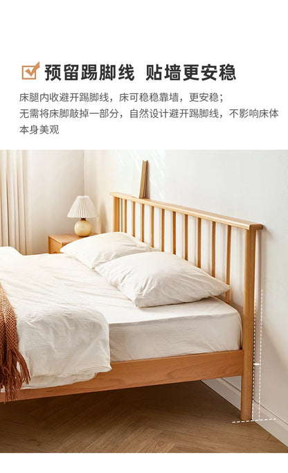 Solid wood bed 1.8 meters double  master bedroom Nordic room modern simple single bed 1.2m 1.5m