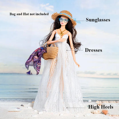 Fashion supermodel Doll Elegant Dress Casual Wears DIY Accessories Party Bags Jeans Pants Set