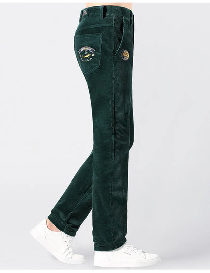 2024 Winter Corduroy Pants for Men Casual Stretch Cotton Straight  Mens Trousers Mid Waist Korean Style  Free Delivery Plus Size