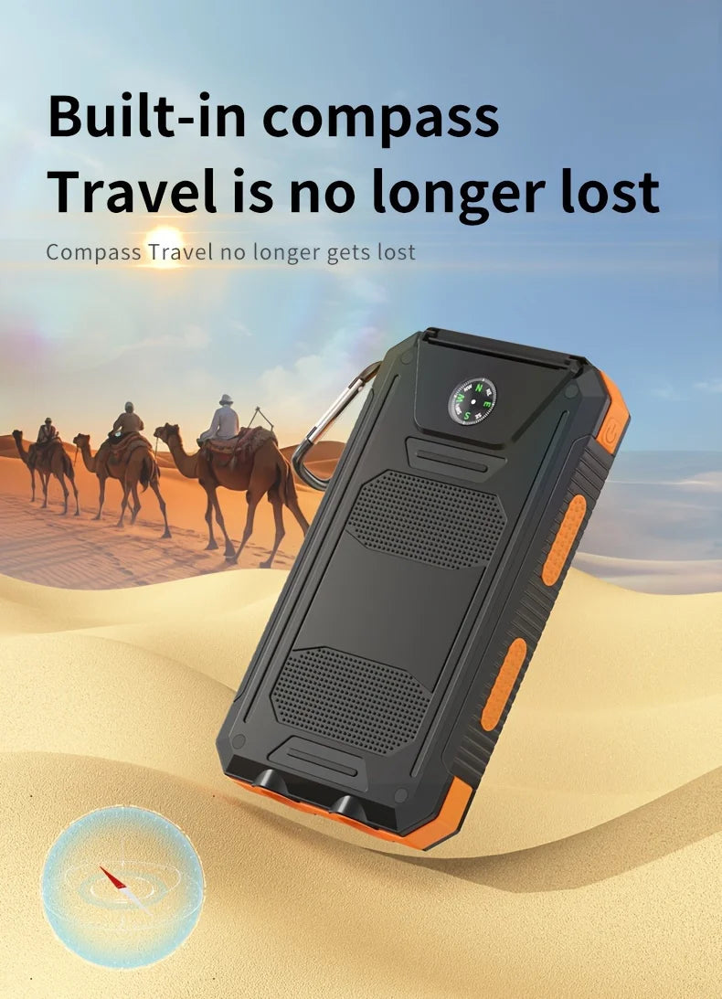 20000mAh Portable Solar Power Bank, Portable Solar Mobile Phone Charger, Camping External Battery Charger for Mobile Phones