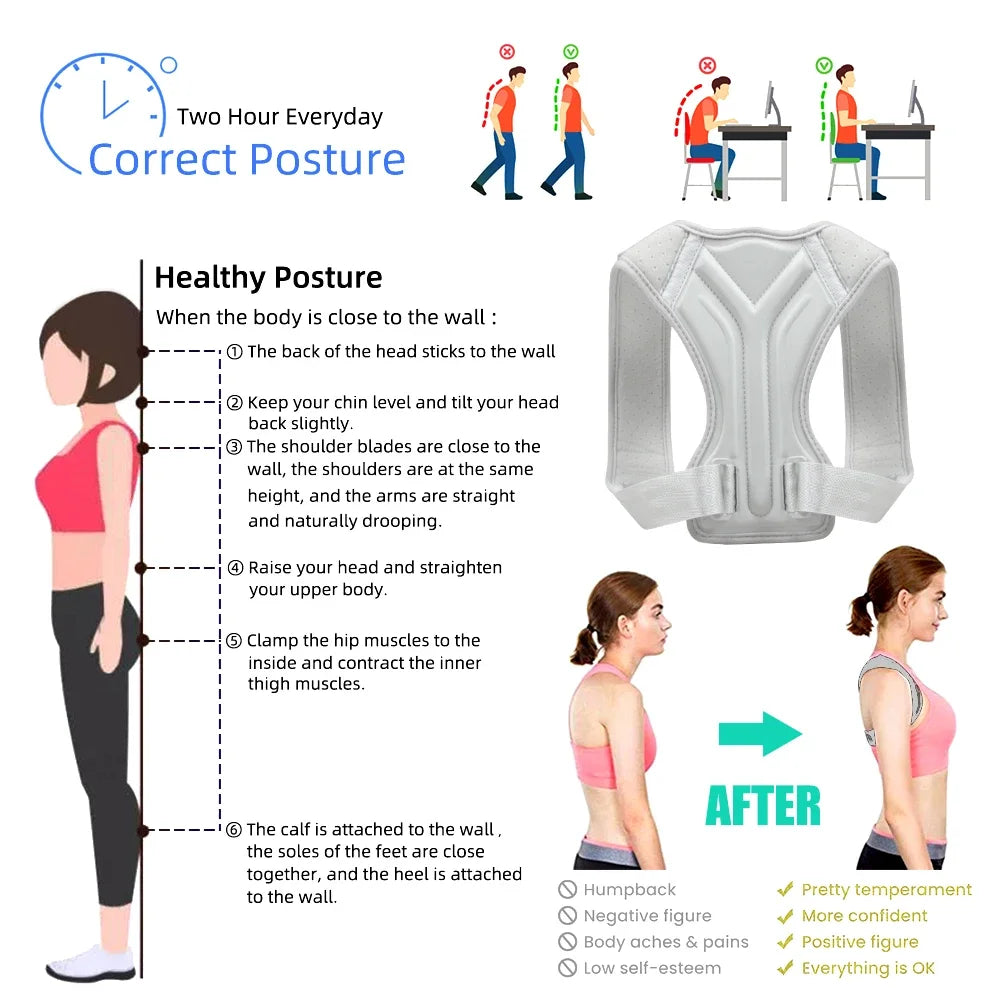 Back Posture Corrector Corset Clavicle Spine Posture Correction Adjustable Support Belt Pain Relief Traine Spine Posture Support