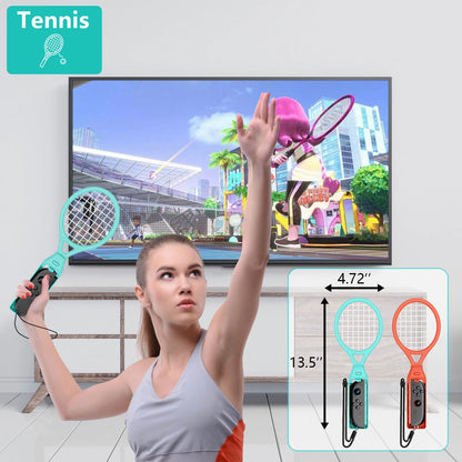 18 in 1 Sports Accessories Bundle for NS Switch 2, Golf Clubs Tennis Rackets Swords Grips Straps Kit for Joy-Con