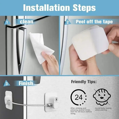 Refrigerator Door Lock, Child Proof Fridge Door Lock for Kitchen Freezer, Cabinets and Drawers, Air Oven Air Fryer, Closets