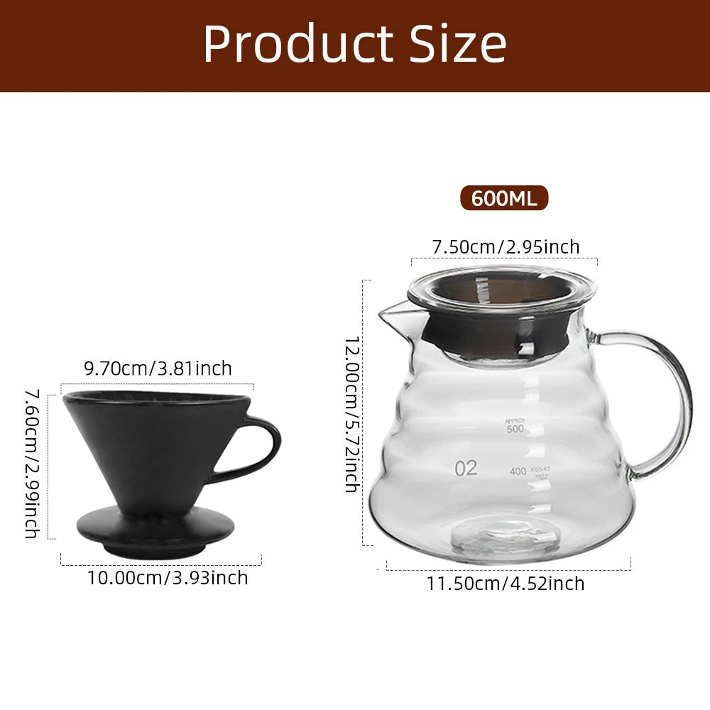 Coffee Pot Set Sharing Pot Coffee Filter Cup Hand Brew Coffee Set Reusable Coffee Utensils Coffee Servers Accessories