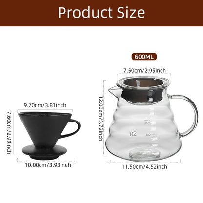 Coffee Pot Set Sharing Pot Coffee Filter Cup Hand Brew Coffee Set Reusable Coffee Utensils Coffee Servers Accessories