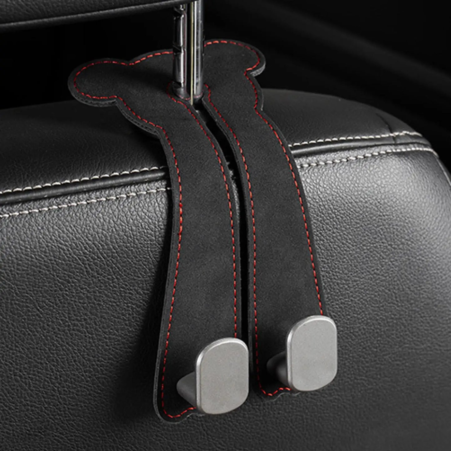 Car Seat Hooks for Headrest Leather Car Seat Headrest Double Hook Car Back Seat Headrest Hooks for Handbags