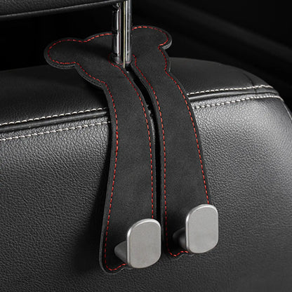 Car Seat Hooks for Headrest Leather Car Seat Headrest Double Hook Car Back Seat Headrest Hooks for Handbags