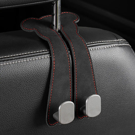 Car Seat Hooks for Headrest Leather Car Seat Headrest Double Hook Car Back Seat Headrest Hooks for Handbags