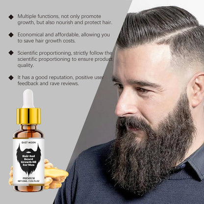 Hair Growth Serum for Men Regrowth Beard Nourish Hair Roots Essence Prevent Thinning Hair Loss Anti Frizz Damaged Massage Liquid