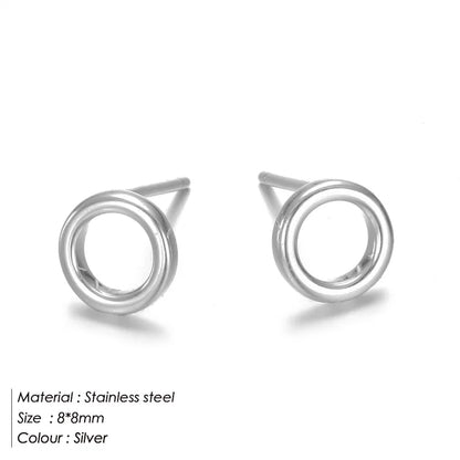 e-Manco Ladies Small Round Safety Pin Earrings Women Stainless Steel Earrings Trending Ear Ring Studs Jewelry