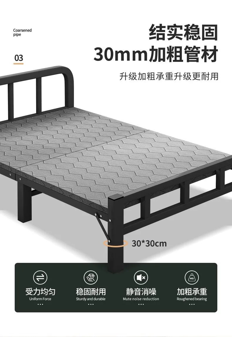 Folding single bed household simple bed office nap artifact marching bed dormitory lunch break small bed adult iron bed
